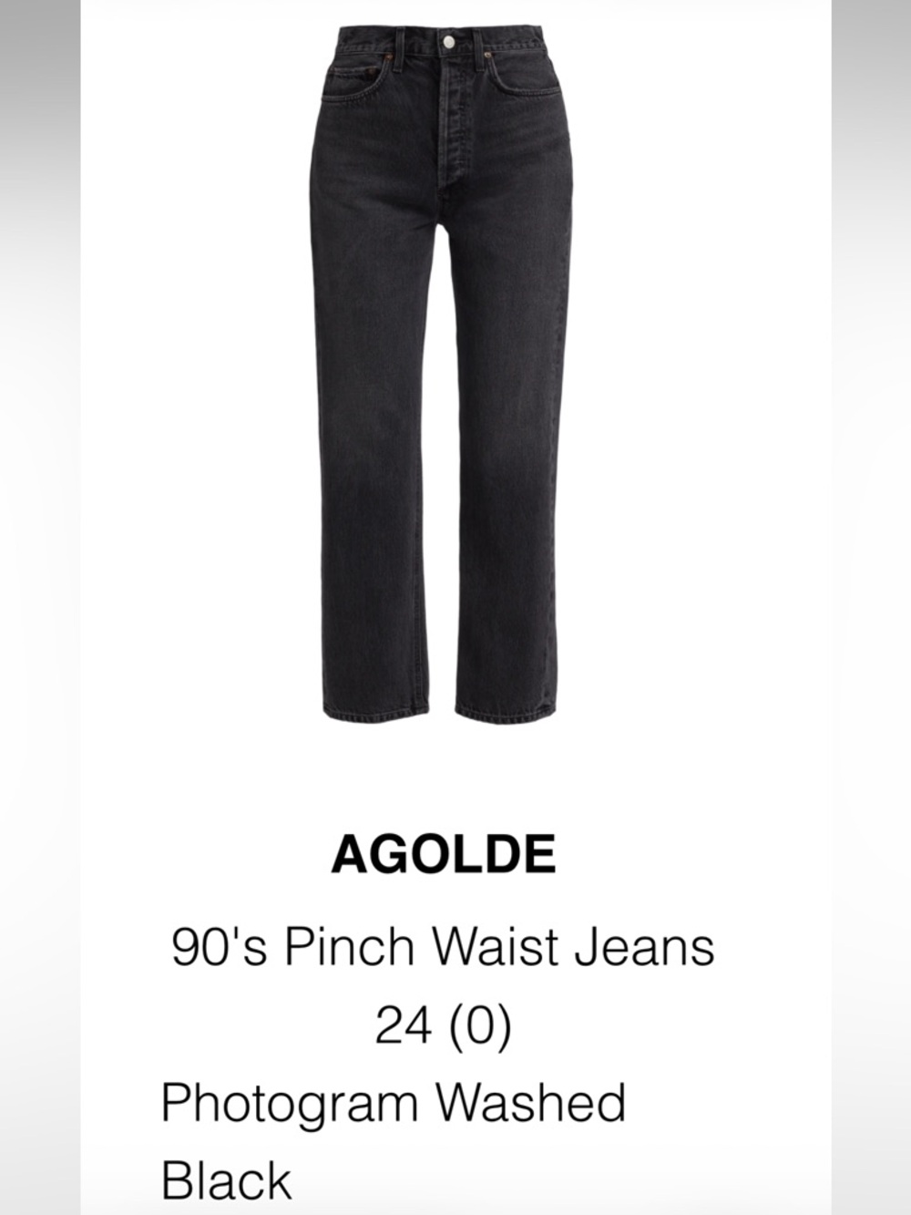 Agolde 90's Pinch Waist Jeans - Photogram Washed Black